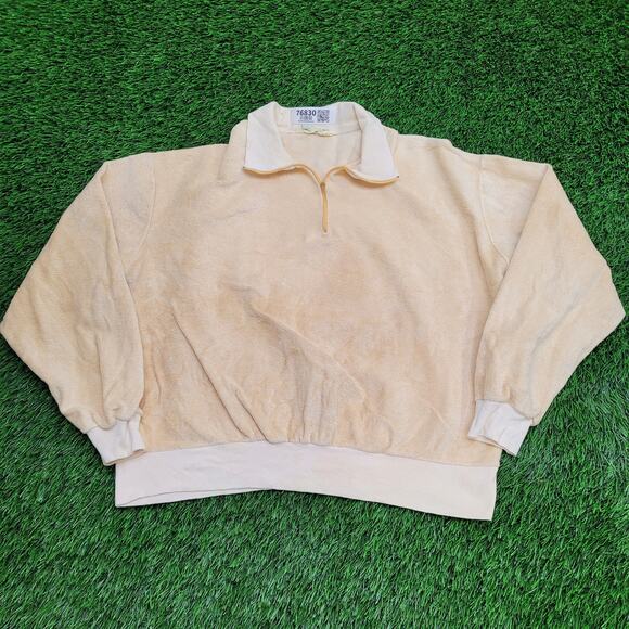 Vintage 70s MOD Velour Sweater Womens Large 24x22 Baggy - Picture 1 of 12